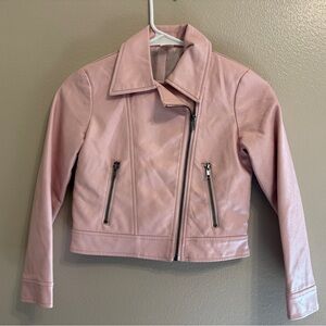 EVIE Soft Pink Leather Asymmetrical Moto Jacket